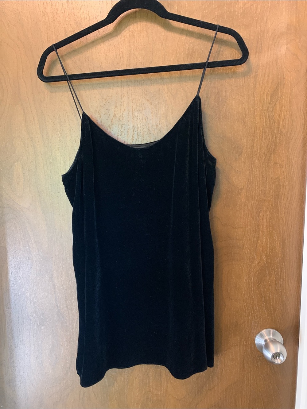 Theory Black Velvet Spaghetti Strap Cami